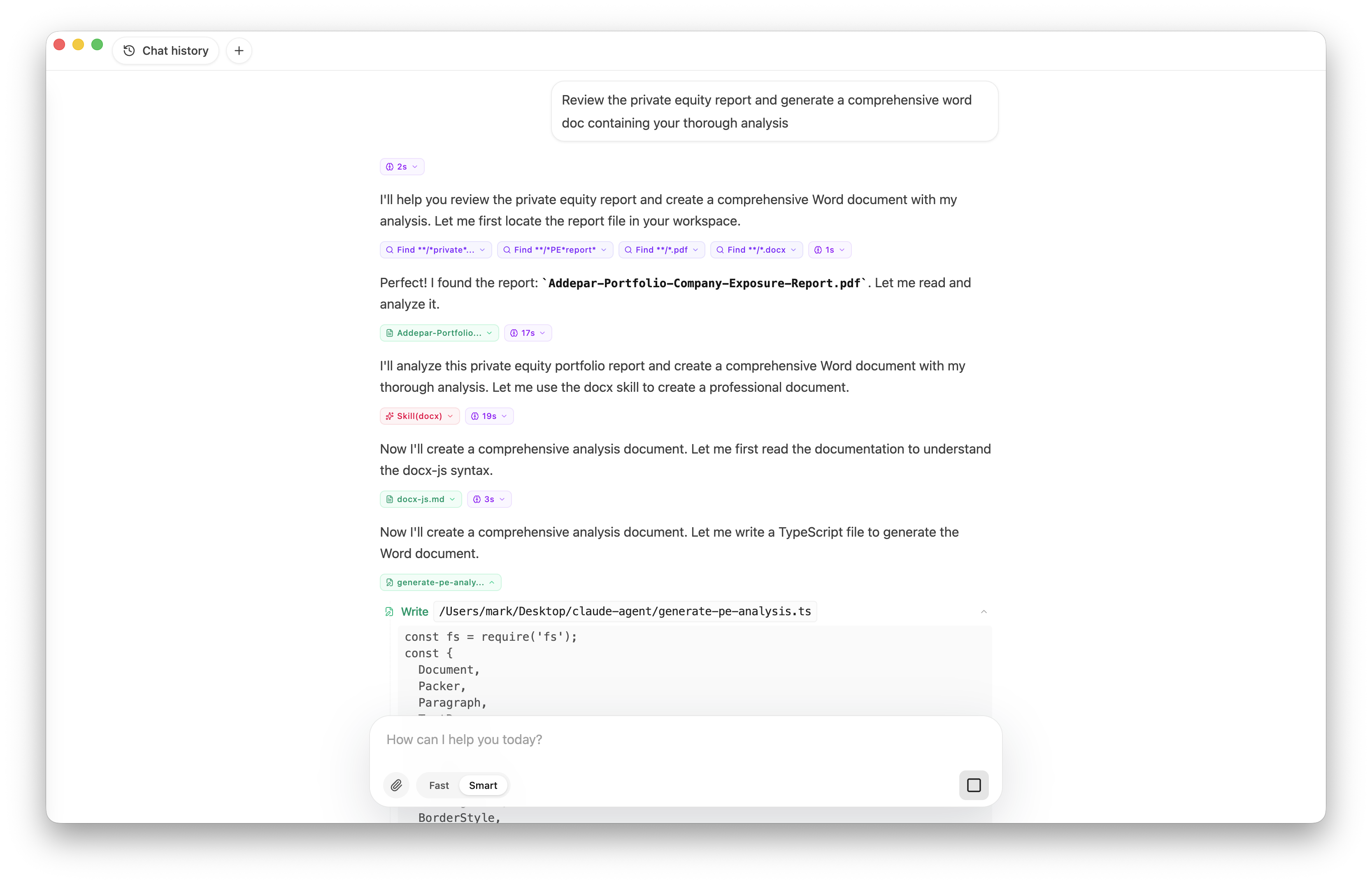 Claude Agent Desktop screenshot